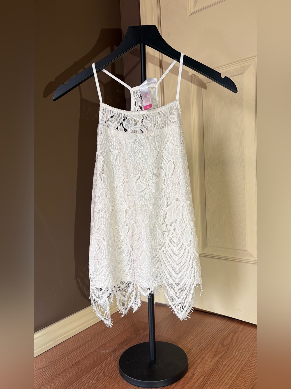 No boundaries White Crochet Tank with Spaghetti Straps